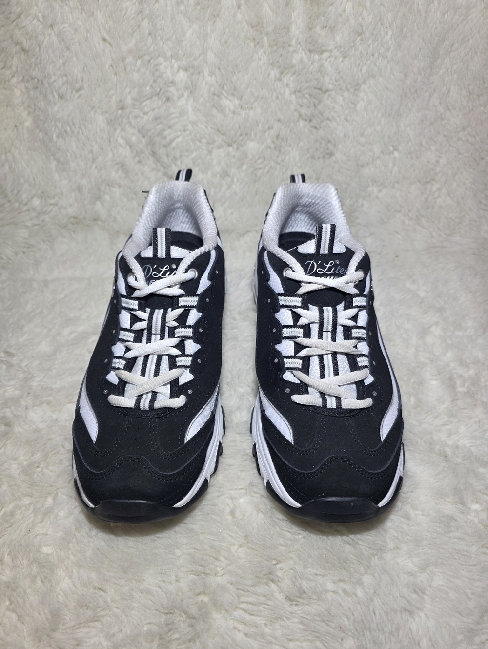 Skechers D'Lites Biggest Fan Sneakers - Black/White - Women’s Size 8 Like New - Picture 3 of 9